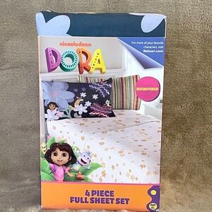 Nickelodeon Dora the Explorer 4 Piece Full Sheet Set Microfiber Bedding Floral